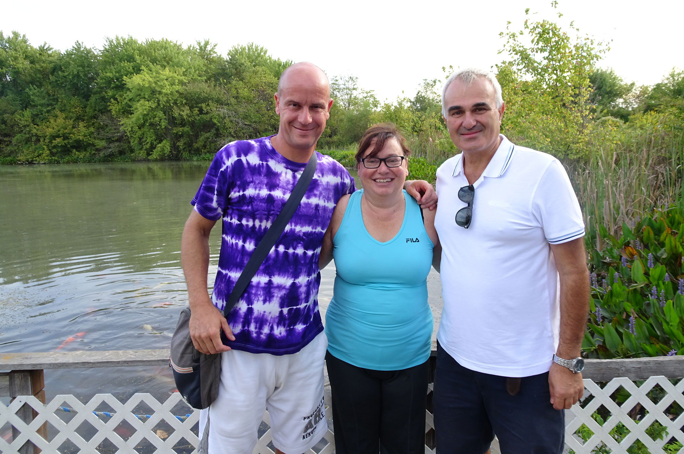 Gianluca, Davide and Margaret at Lilypons Water Gardens